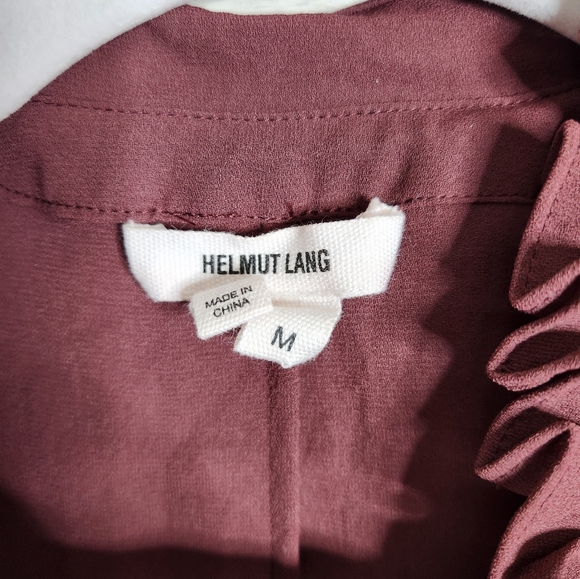 Helmut Lang silk chiffon and goat leather layered top size M in burgundy - Picture 5 of 8